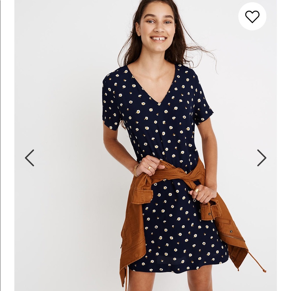 Madewell button back dress in daisy dots size S